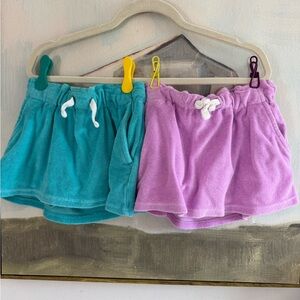 CAT & JACK 2 Pack Lavender / Turquoise Terry Skort Drawstring Size 4/5